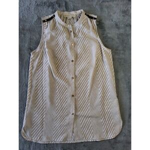 Women's Michael Kors Sz Small Sleeveless Blouse Top Striped Preppy